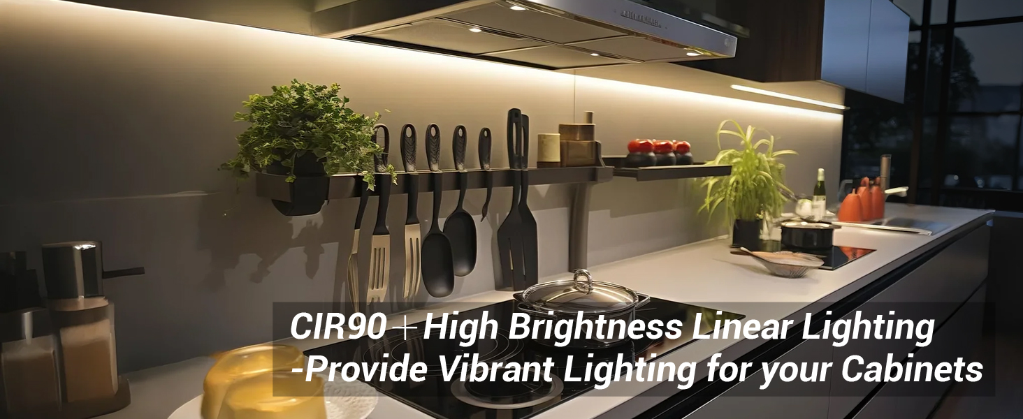 Kitchen with CIR90 high-brightness linear LED lighting